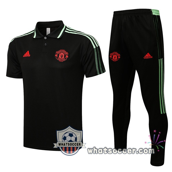 Training Polo Manchester United + Pants Black 2021-2022