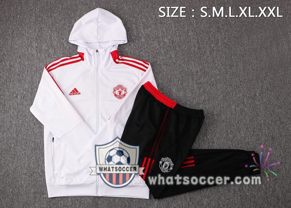 Manchester United White Hooded Jacket 2021-2022