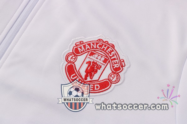 Manchester United White Hooded Jacket 2021-2022