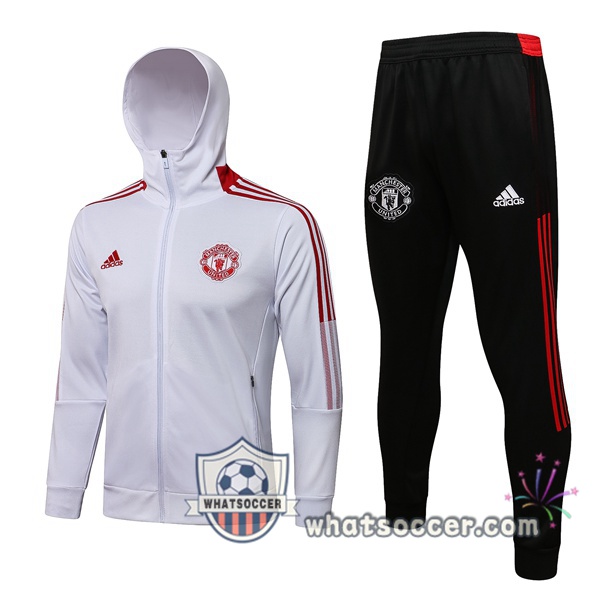 Manchester United White Hooded Jacket 2021-2022