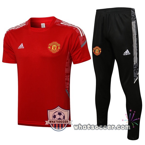 Manchester United Training T-Shirts + Pants Red 2021-2022
