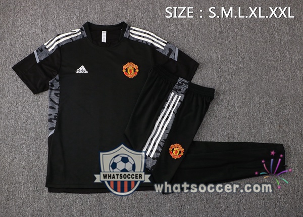 Manchester United Training T-Shirts + Pants Black 2021-2022
