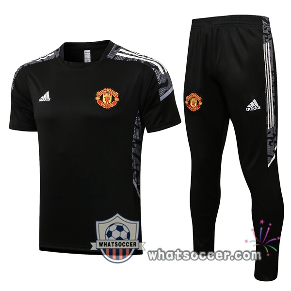 Manchester United Training T-Shirts + Pants Black 2021-2022