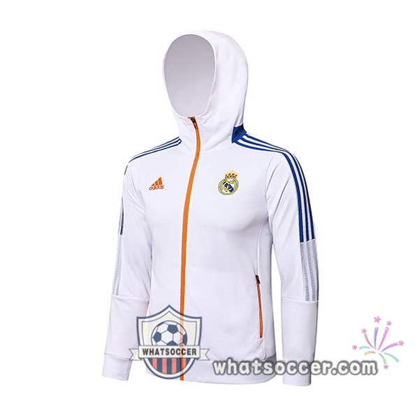 Real Madrid White Hooded Jacket 2021-2022