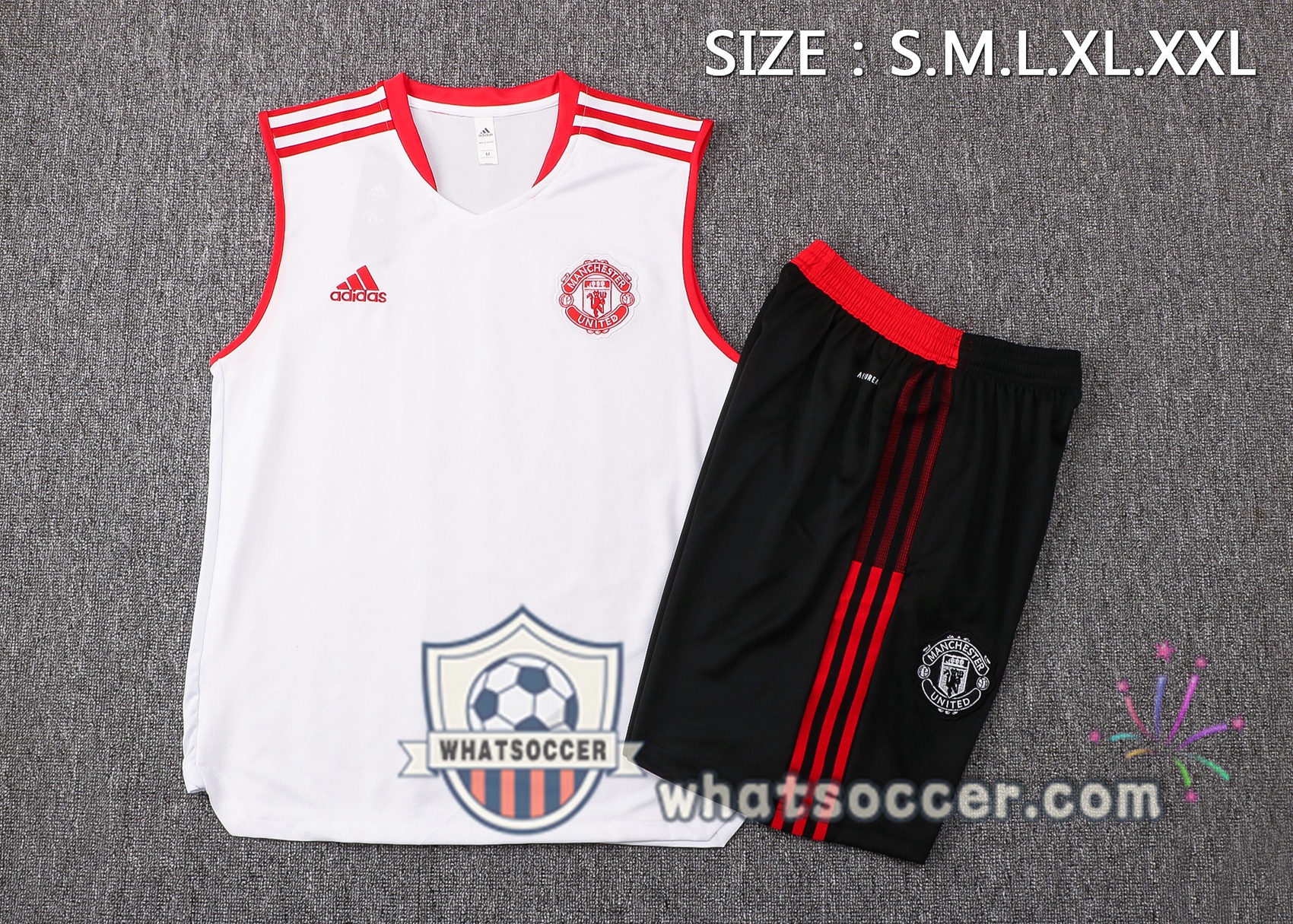 Manchester United + Shorts White Soccer Vest 2021-2022