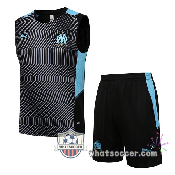 Marseille OM + Shorts Black Blue Soccer Vest 2021-2022