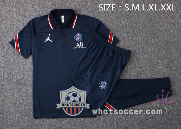Training Polo Paris PSG + Pants Blue Royal 2021-2022