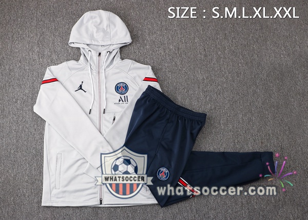 JORDAN Paris PSG Gray Hooded Jacket 2021-2022