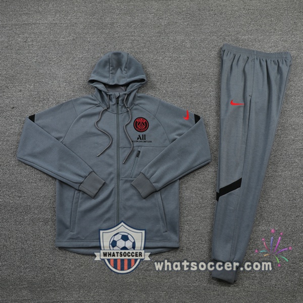 JORDAN Paris PSG Gray Hooded Jacket 2021-2022