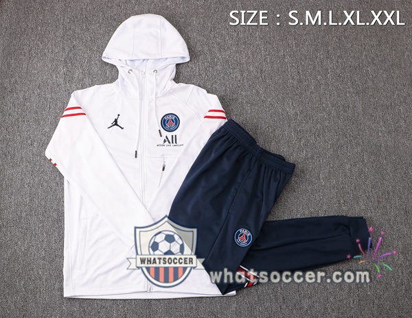 JORDAN Paris PSG White Hooded Jacket 2021-2022