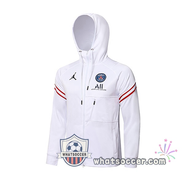 JORDAN Paris PSG White Hooded Jacket 2021-2022