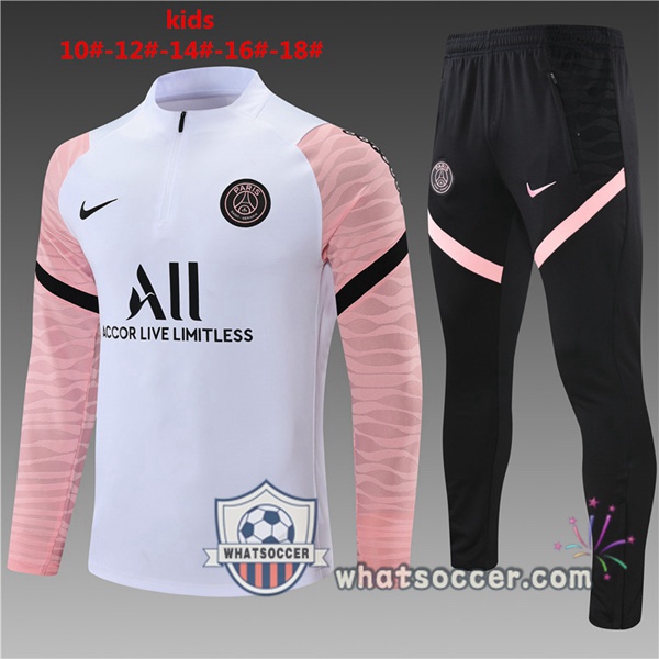 Paris PSG Kids White Rose Tracksuit 2021-2022