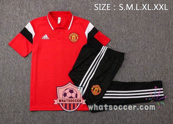 Training Polo Manchester United + Pants Red 2021-2022