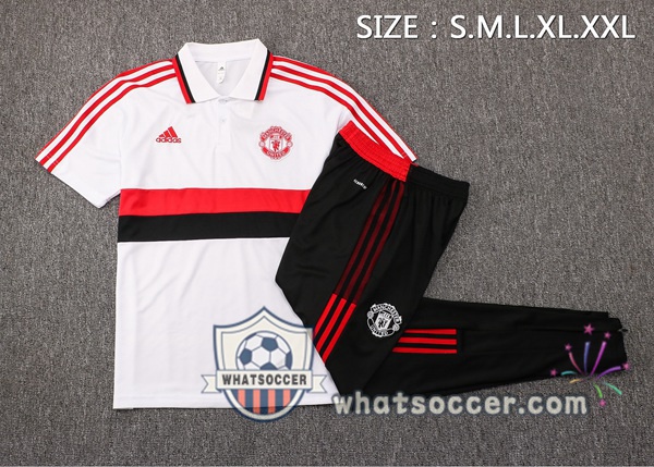 Training Polo Manchester United + Pants White 2021-2022