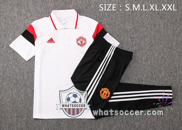 Training Polo Manchester United + Pants White 2021-2022