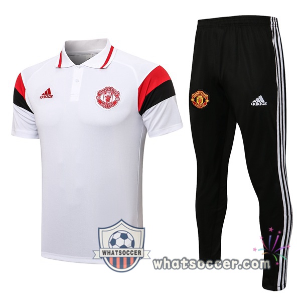 Training Polo Manchester United + Pants White 2021-2022