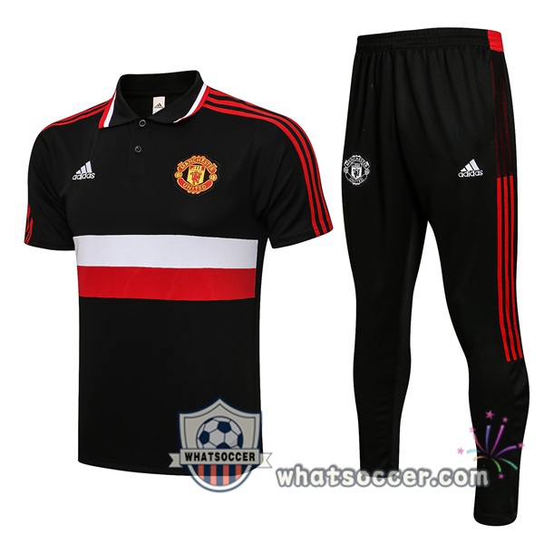 Training Polo Manchester United + Pants Black 2021-2022