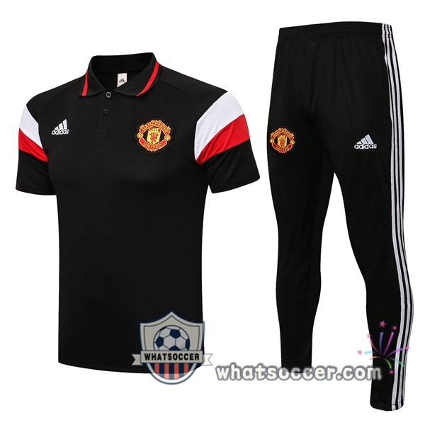 Training Polo Manchester United + Pants Black 2021-2022