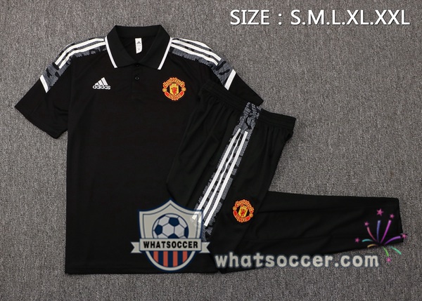 Training Polo Manchester United + Pants Black 2021-2022