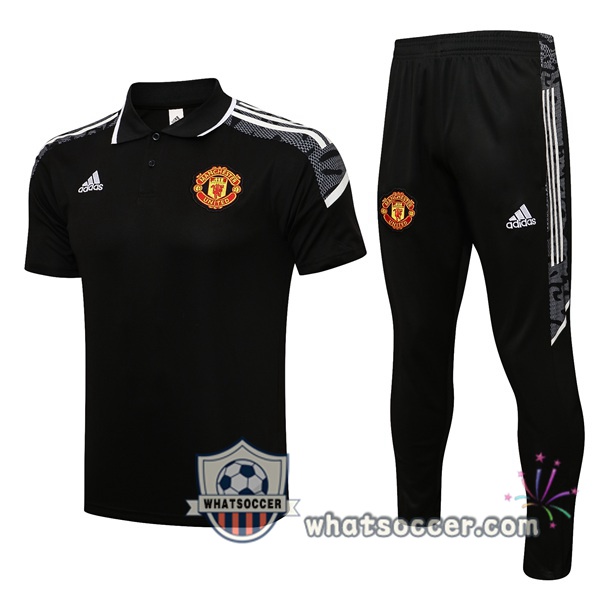 Training Polo Manchester United + Pants Black 2021-2022