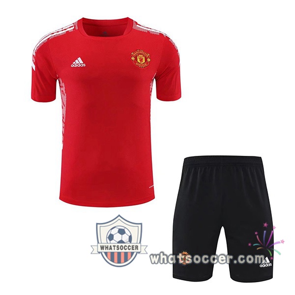 Manchester United + Shorts Red Training T-Shirt Suit 2021-2022