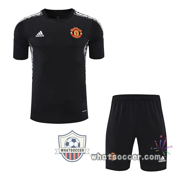 Manchester United + Shorts Black Training T-Shirt Suit 2021-2022