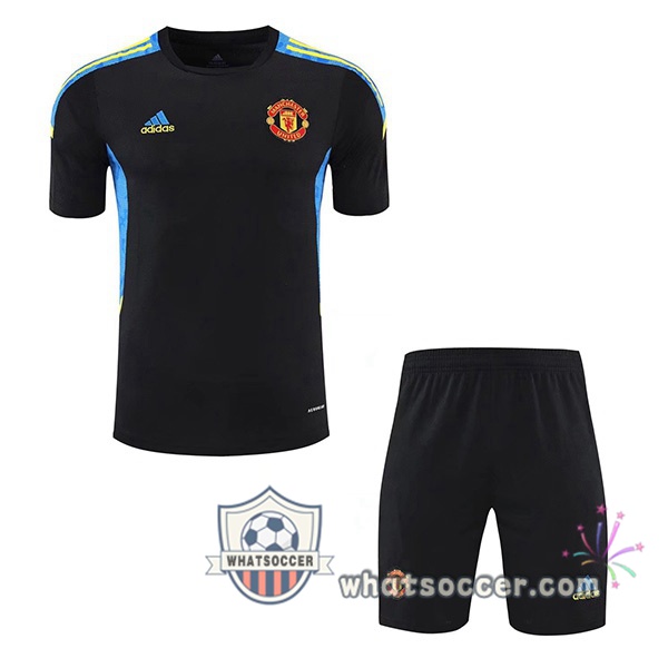 Manchester United + Shorts Black Training T-Shirt Suit 2021-2022