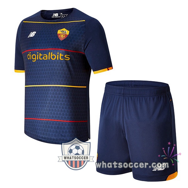 AS Roma Kids Fourth Soccer Jerseys Blue 2021-2022