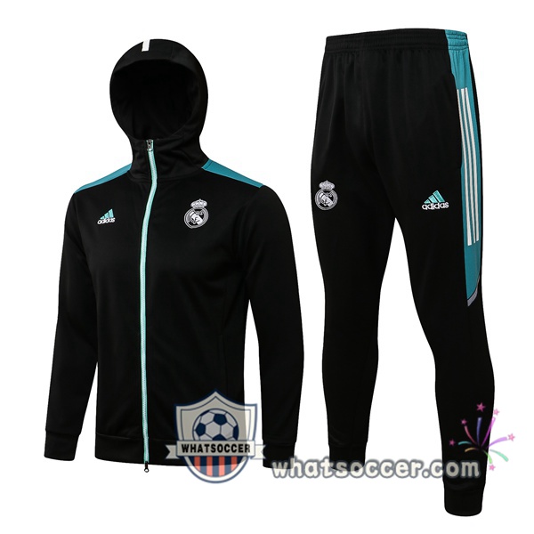 Real Madrid Black Hooded Jacket 2021-2022