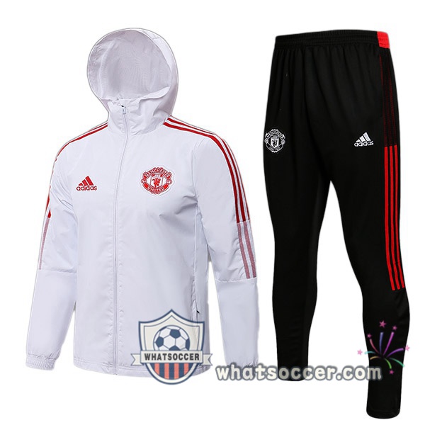 Manchester United White Hooded Jacket 2021-2022