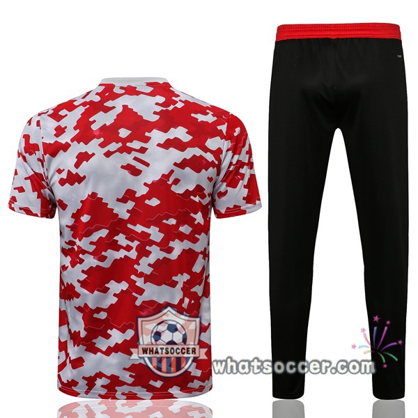Manchester United + Pants Red White Training T-Shirts 2021-2022