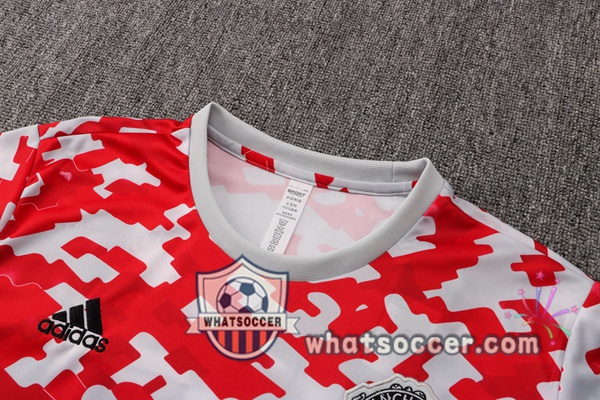 Manchester United + Pants Red White Training T-Shirts 2021-2022