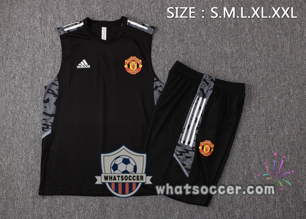Manchester United + Shorts Black Soccer Vest 2021-2022