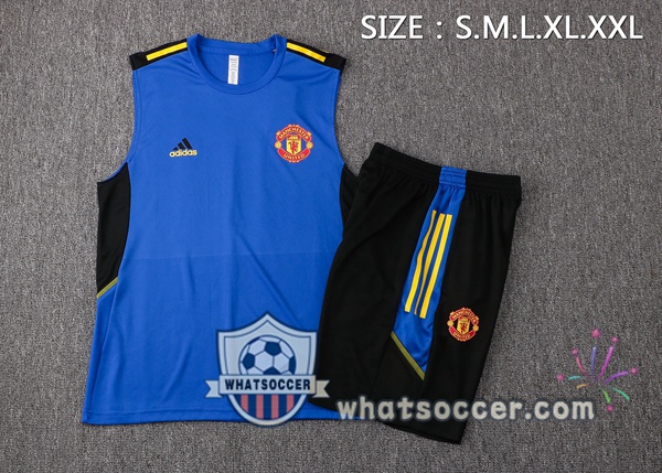 Manchester United + Shorts Blue Soccer Vest 2021-2022