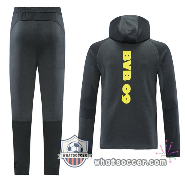 Dortmund BVB Black Gray Hooded Jacket 2021-2022
