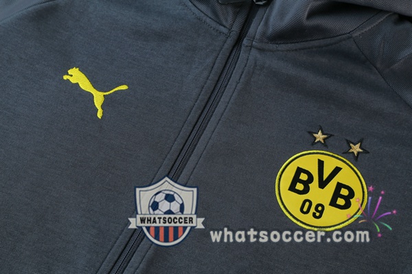 Dortmund BVB Black Gray Hooded Jacket 2021-2022