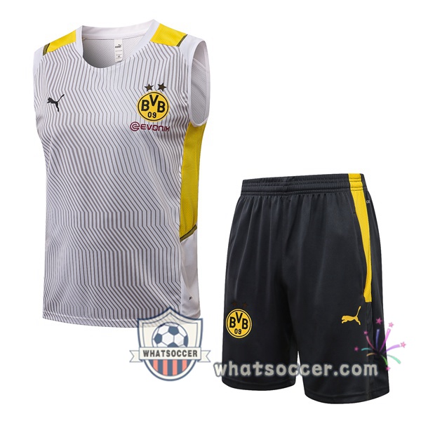 Dortmund BVB + Shorts White Soccer Vest 2021-2022