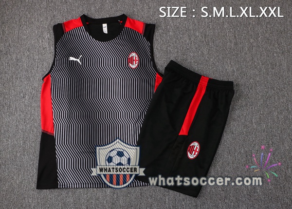 AC Milan + Shorts Black Soccer Vest 2021-2022