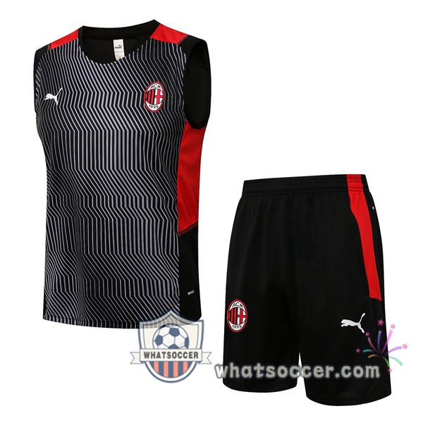 AC Milan + Shorts Black Soccer Vest 2021-2022