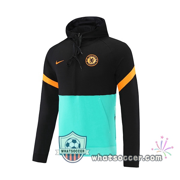 FC Chelsea Black Green Hooded Sweater 2021-2022