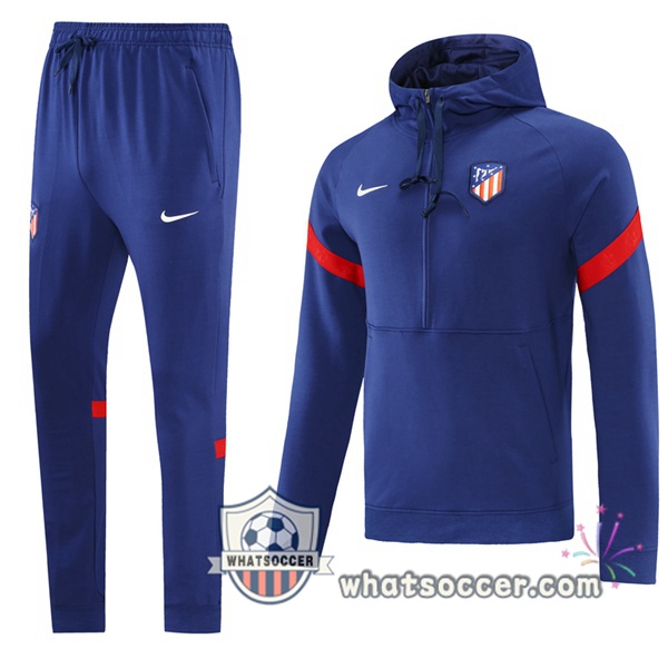 Atletico Madrid Blue Hooded Jacket 2021-2022
