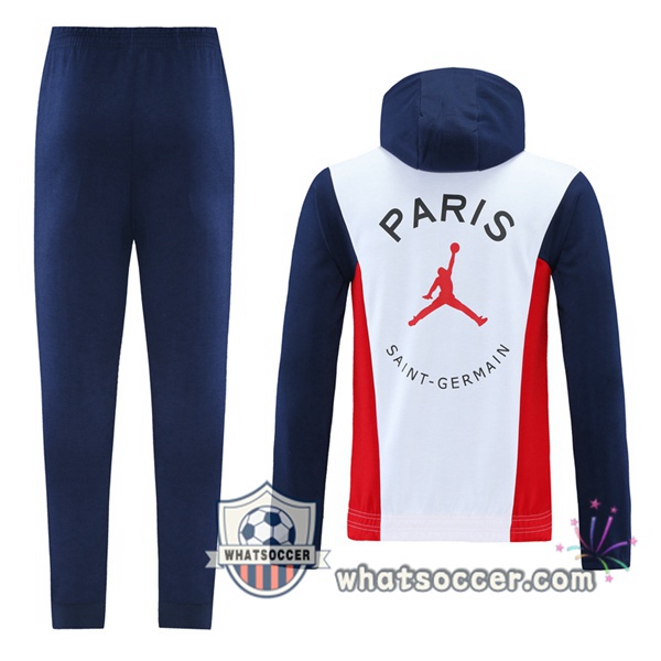 Paris PSG White Red Blue Hooded Jacket 2021-2022