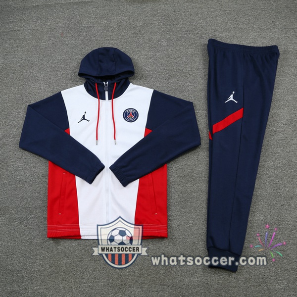 Paris PSG White Red Blue Hooded Jacket 2021-2022