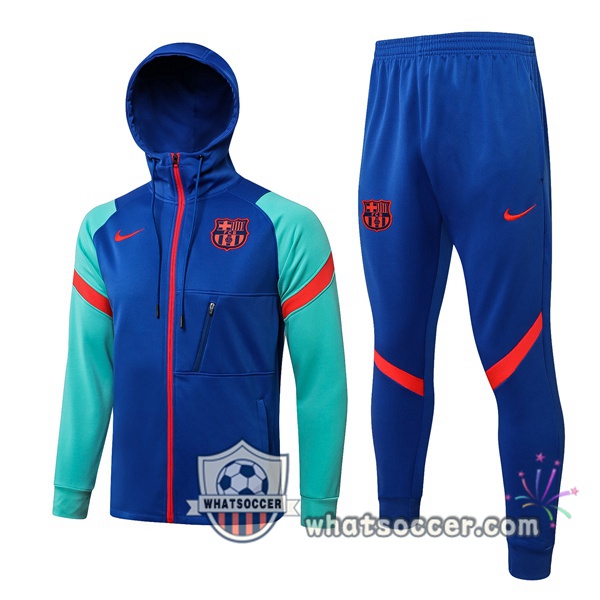 FC Barcelona Blue Green Hooded Jacket 2021-2022