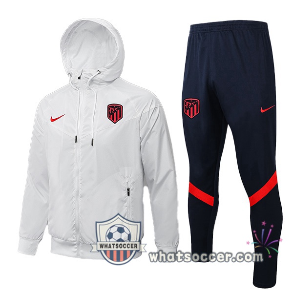 Atletico Madrid White Hooded Jacket 2021-2022