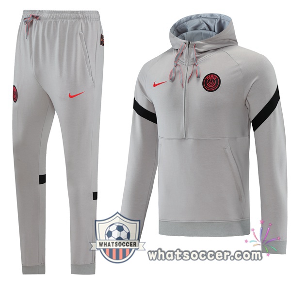 Paris PSG Gray Hooded Jacket 2021-2022