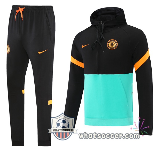 FC Chelsea Black Green Hooded Jacket 2021-2022