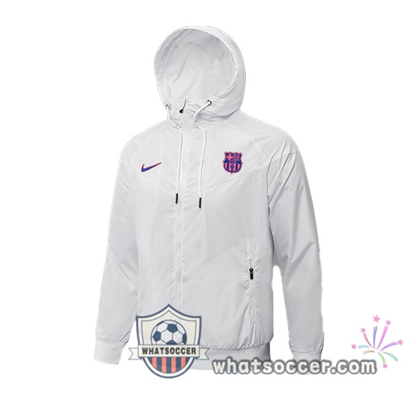 FC Barcelona White Hooded Jacket 2021-2022