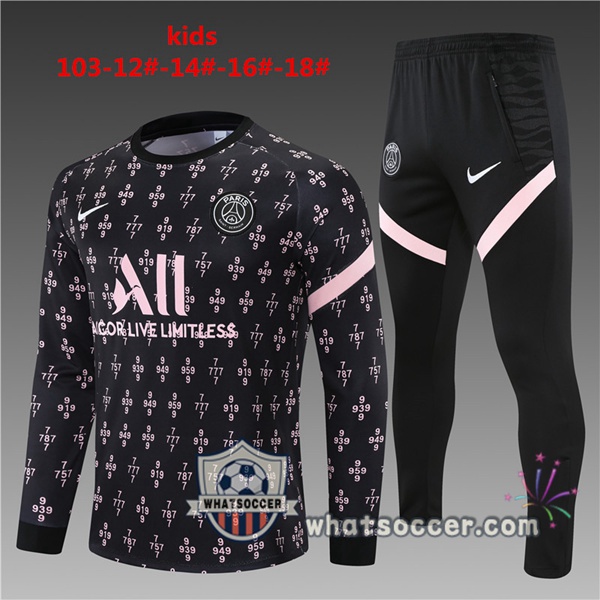 Paris PSG Kids Black Tracksuit 2021-2022