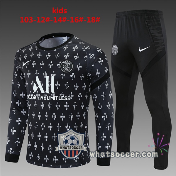 Paris PSG Kids Black Tracksuit 2021-2022